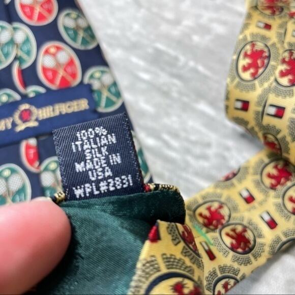 Vintage Tommy Hilfiger Silk Tie Tennis Racket Preppy 90s Country Club - Picture 2 of 7